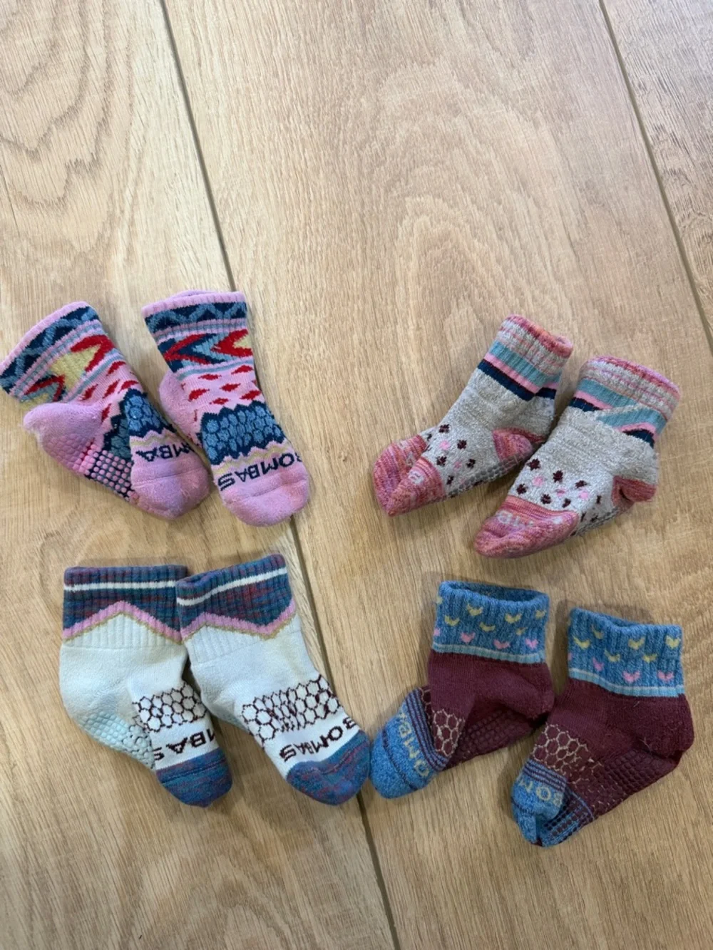 Bombas Kids Multicolor Patterned Socks - Pink, Blue, Cream, Maroon